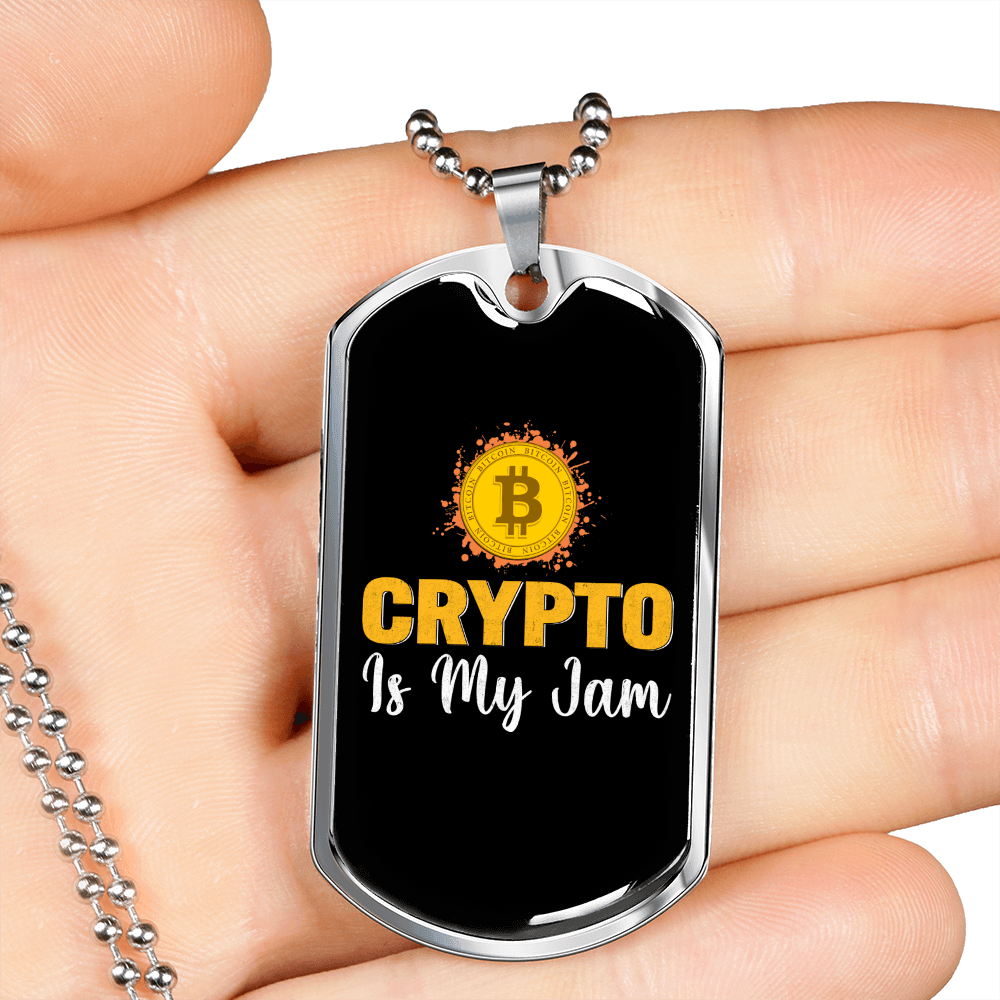Crypto is My Jam Crypto Necklace Stainless Steel or 18k Gold Dog Tag 24" Chain-Express Your Love Gifts