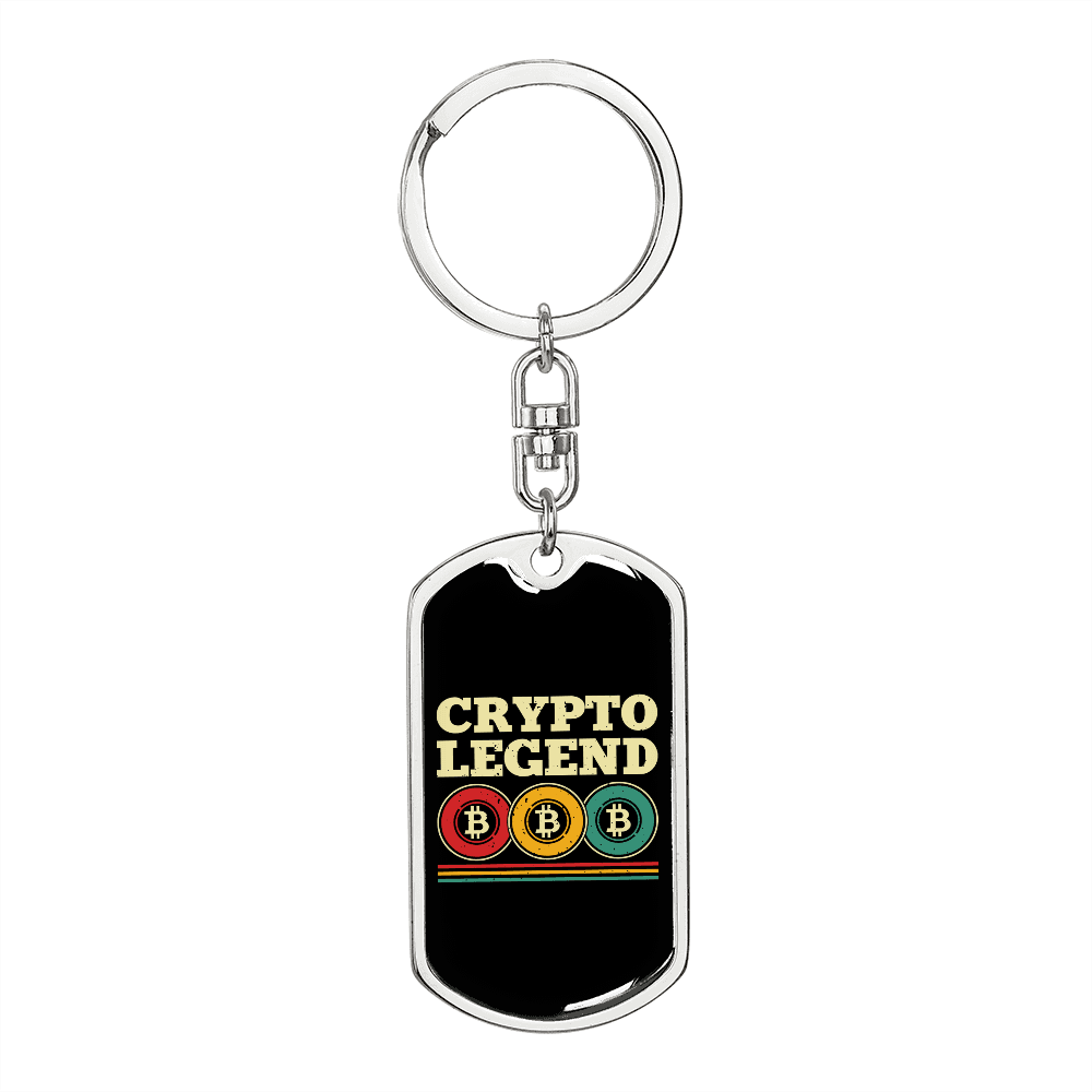 Crypto Legend Crypto Keychain Stainless Steel or 18k Gold Dog Tag Keyring-Express Your Love Gifts