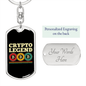 Crypto Legend Crypto Keychain Stainless Steel or 18k Gold Dog Tag Keyring-Express Your Love Gifts