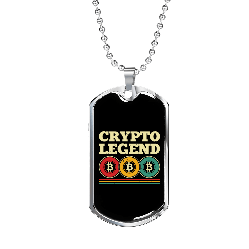 Crypto Legend Crypto Necklace Stainless Steel or 18k Gold Dog Tag 24" Chain-Express Your Love Gifts
