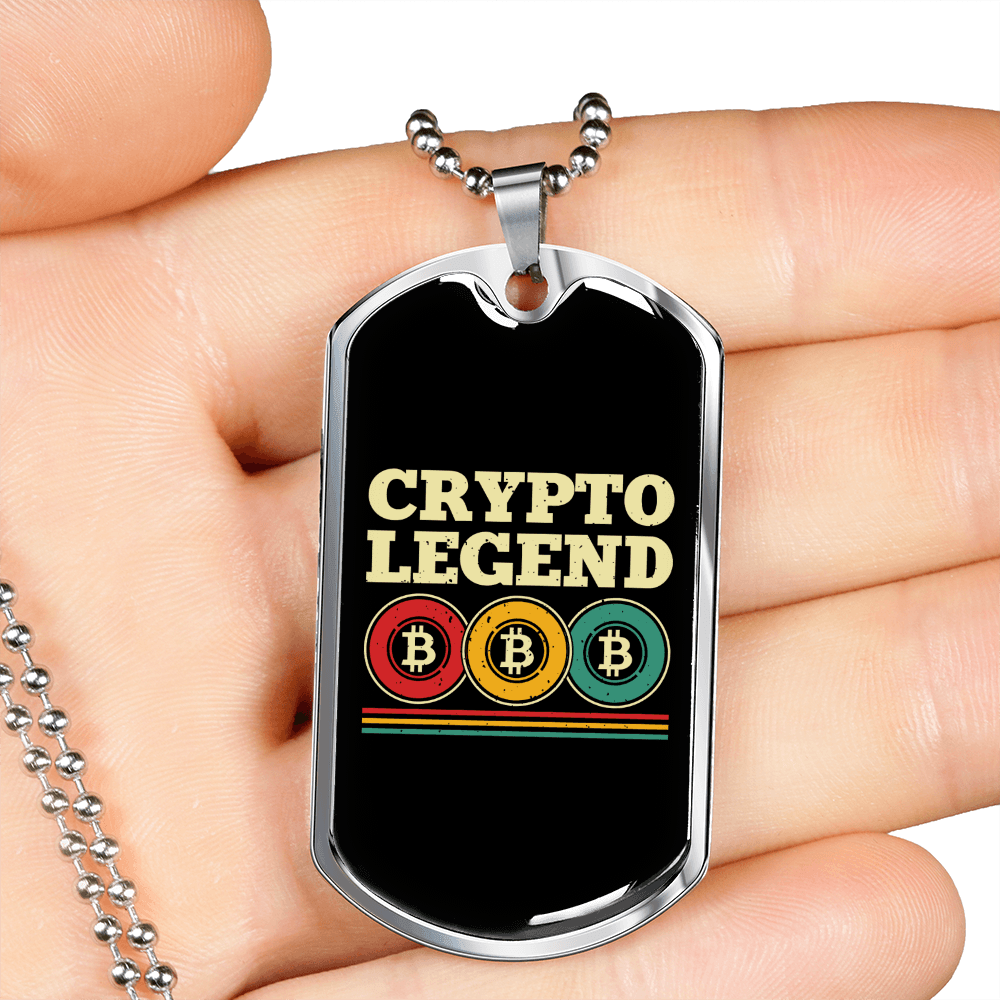 Crypto Legend Crypto Necklace Stainless Steel or 18k Gold Dog Tag 24" Chain-Express Your Love Gifts