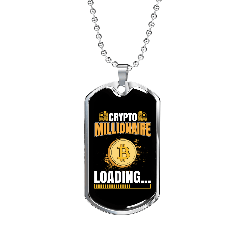 Crypto Millionaire Crypto Necklace Stainless Steel or 18k Gold Dog Tag 24-Express Your Love Gifts