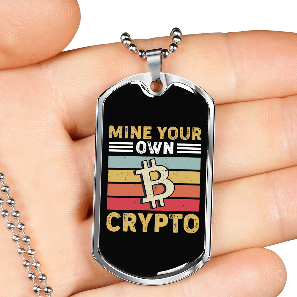 Crypto Mining Crypto Necklace Stainless Steel or 18k Gold Dog Tag 24" Chain-Express Your Love Gifts