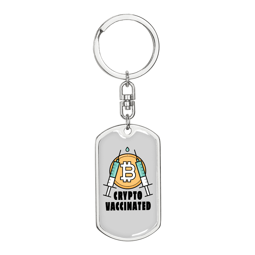 Crypto Syringe Crypto Keychain Stainless Steel or 18k Gold Dog Tag Keyring-Express Your Love Gifts