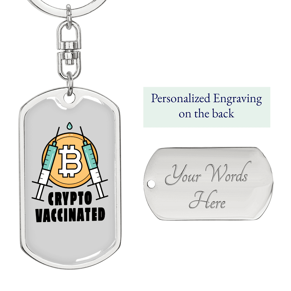 Crypto Syringe Crypto Keychain Stainless Steel or 18k Gold Dog Tag Keyring-Express Your Love Gifts