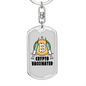 Crypto Syringe Crypto Keychain Stainless Steel or 18k Gold Dog Tag Keyring-Express Your Love Gifts