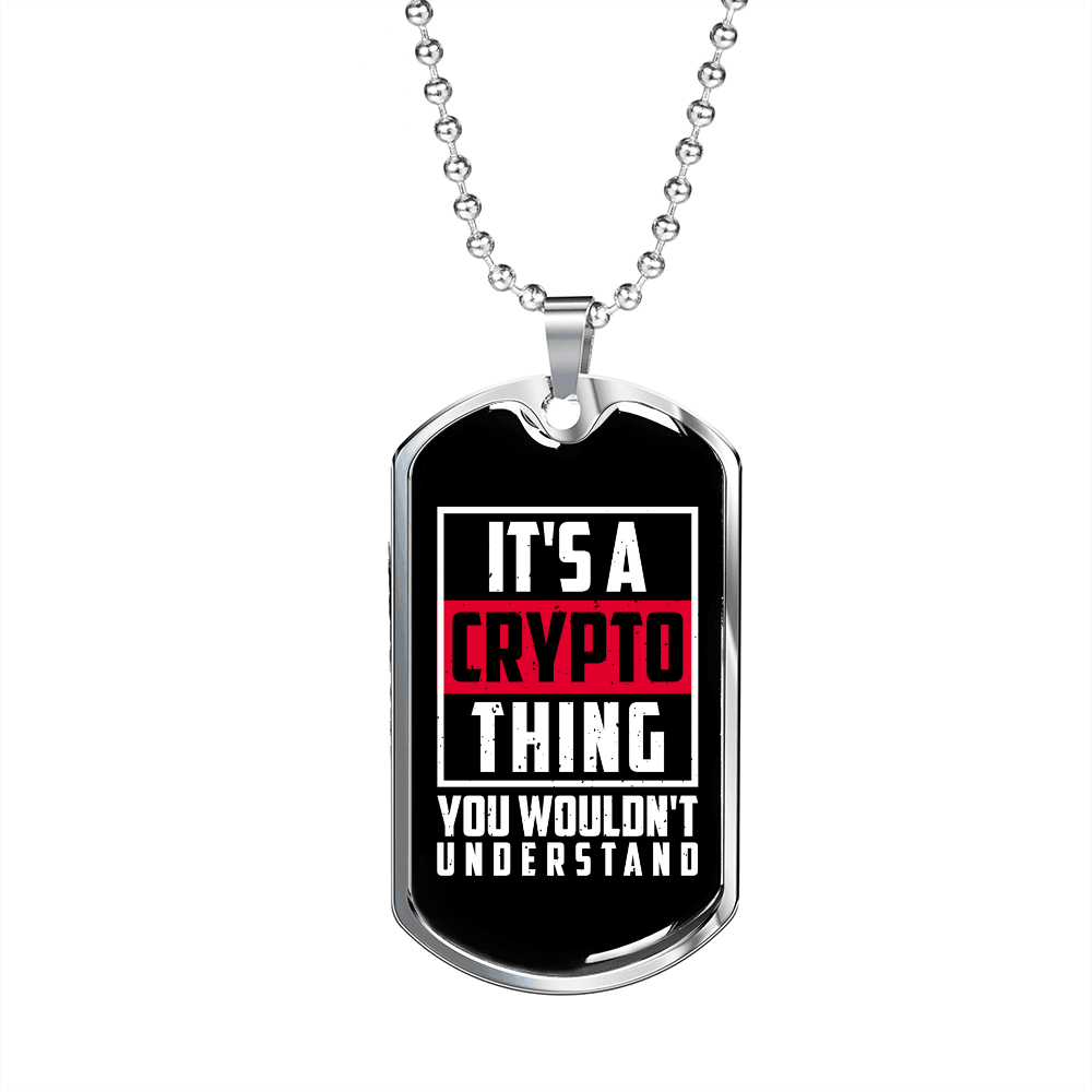 Crypto Thing Crypto Necklace Stainless Steel or 18k Gold Dog Tag 24" Chain-Express Your Love Gifts