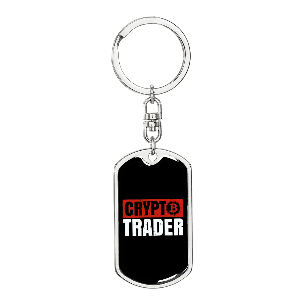 Crypto Trader Crypto Keychain Stainless Steel or 18k Gold Dog Tag Keyring-Express Your Love Gifts