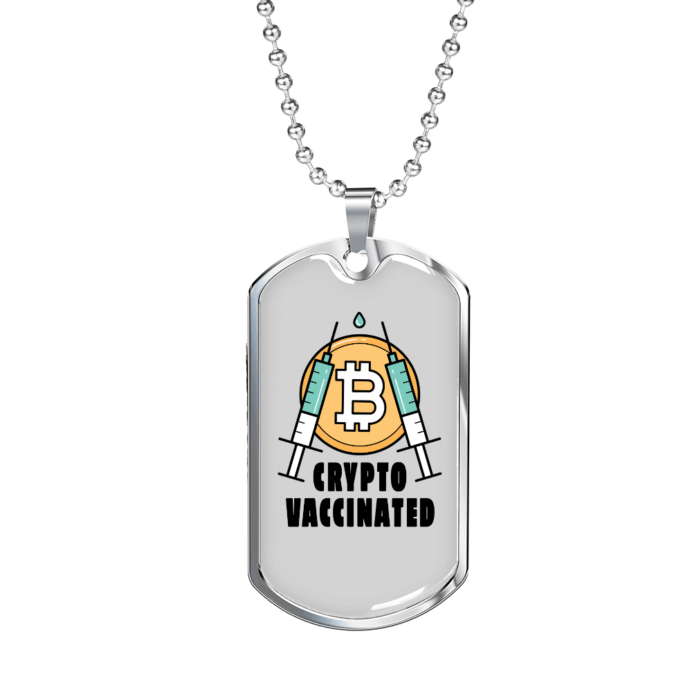 Crypto Vaccine Crypto Necklace Stainless Steel or 18k Gold Dog Tag 24" Chain-Express Your Love Gifts
