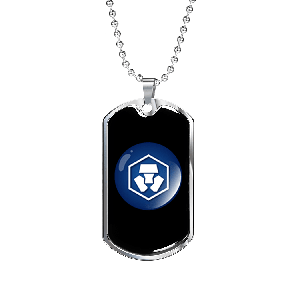 Cryptocom Coin (CRO) Crypto Necklace Stainless Steel or 18k Gold Dog Tag 24" Chain-Express Your Love Gifts