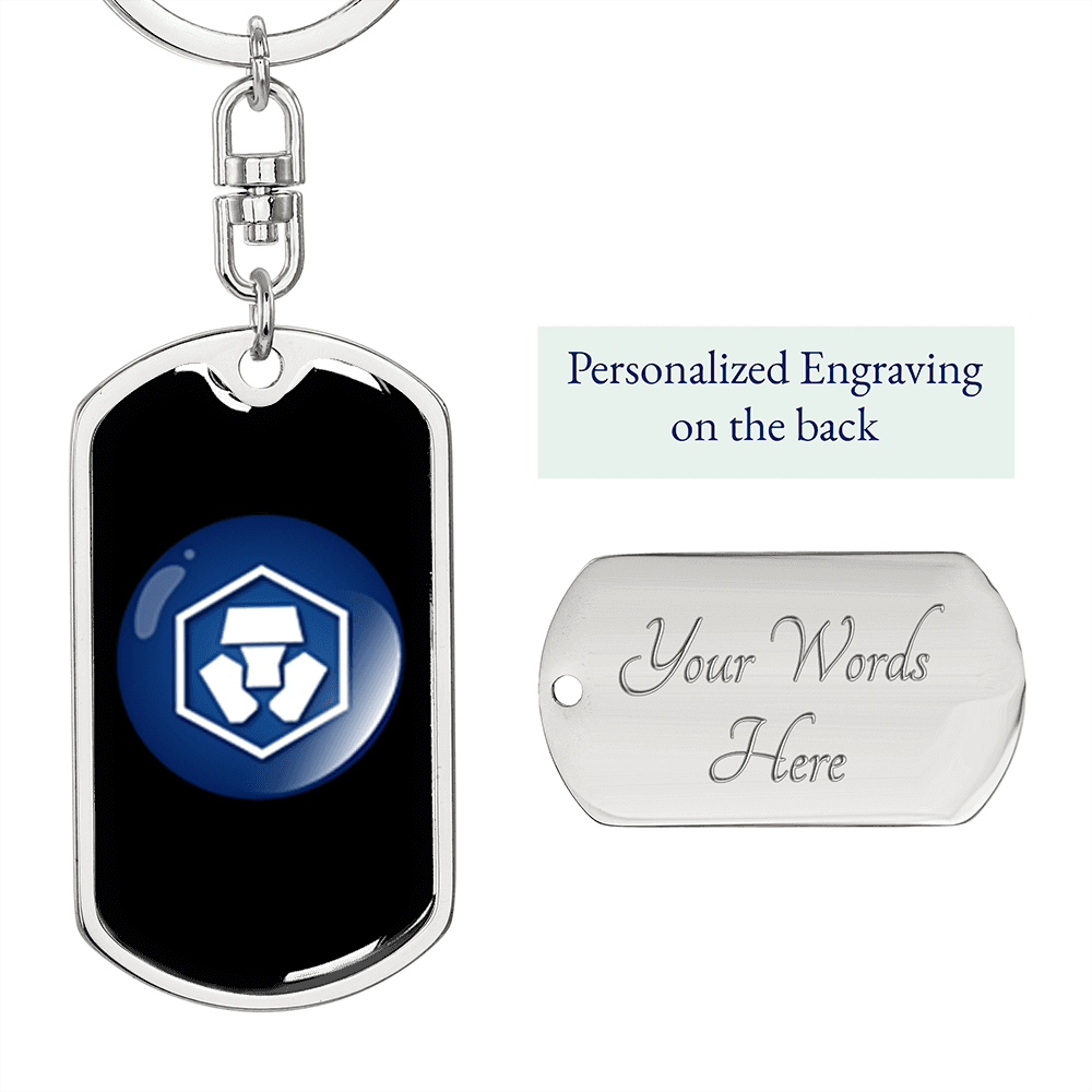 Cryptocom Coin Crypto Cryptocurrency Keychain Stainless Steel or 18k Gold Dog Tag Keyring-Express Your Love Gifts