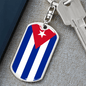 Cuba Flag Swivel Keychain Dog Tag Stainless Steel or 18k Gold-Express Your Love Gifts