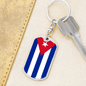 Cuba Flag Swivel Keychain Dog Tag Stainless Steel or 18k Gold-Express Your Love Gifts