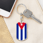Cuba Flag Swivel Keychain Dog Tag Stainless Steel or 18k Gold-Express Your Love Gifts