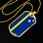 Curacao Flag Necklace Stainless Steel or 18k Gold Dog Tag 24" Chain-Express Your Love Gifts