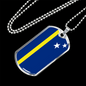 Curacao Flag Necklace Stainless Steel or 18k Gold Dog Tag 24" Chain-Express Your Love Gifts
