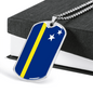 Curacao Flag Necklace Stainless Steel or 18k Gold Dog Tag 24" Chain-Express Your Love Gifts
