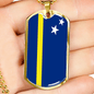 Curacao Flag Necklace Stainless Steel or 18k Gold Dog Tag 24" Chain-Express Your Love Gifts