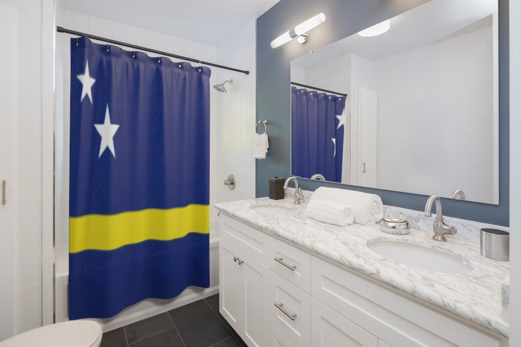 Curaçao Flag Stylish Design 71" x 74" Elegant Waterproof Shower Curtain for a Spa-like Bathroom Paradise Exceptional Craftsmanship-Express Your Love Gifts