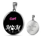 Curl Cat Mom Necklace Circle Pendant Stainless Steel or 18k Gold 18-22"-Express Your Love Gifts