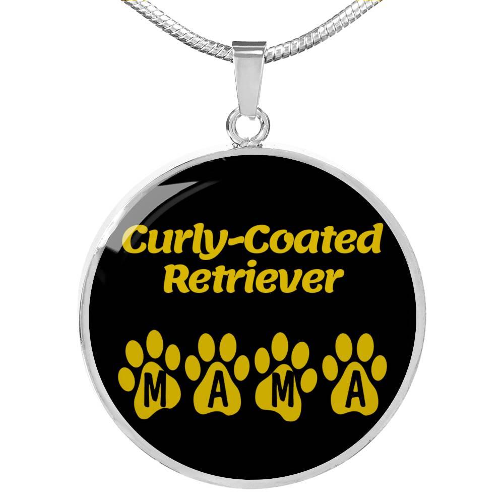 Curlycoated Retriever Mama Circle Necklace Stainless Steel or 18k Gold 18-22" Dog Owner Lover-Express Your Love Gifts