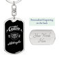Custom Motorcylce Biker Keychain Stainless Steel or 18k Gold Dog Tag Keyring-Express Your Love Gifts