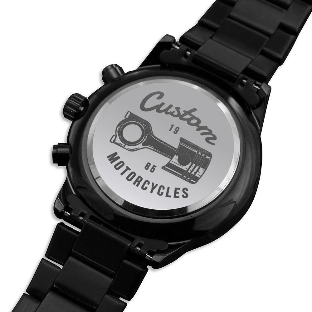 Custom Motorcyles 1985 Engraved Motorcycle Rider Men's Watch Multifunction Stainless Steel W Copper Dial-Express Your Love Gifts