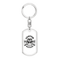 Custom Motors Skull Biker Keychain Stainless Steel or 18k Gold Dog Tag Keyring-Express Your Love Gifts