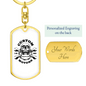 Custom Motors Skull Biker Keychain Stainless Steel or 18k Gold Dog Tag Keyring-Express Your Love Gifts