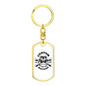 Custom Motors Skull Biker Keychain Stainless Steel or 18k Gold Dog Tag Keyring-Express Your Love Gifts