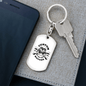 Custom Motors Skull Biker Keychain Stainless Steel or 18k Gold Dog Tag Keyring-Express Your Love Gifts