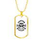 Custom Motors Skull Biker Necklace Stainless Steel or 18k Gold Dog Tag 24"-Express Your Love Gifts