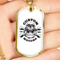 Custom Motors Skull Biker Necklace Stainless Steel or 18k Gold Dog Tag 24"-Express Your Love Gifts