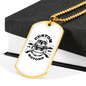 Custom Motors Skull Biker Necklace Stainless Steel or 18k Gold Dog Tag 24"-Express Your Love Gifts