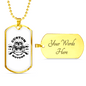 Custom Motors Skull Biker Necklace Stainless Steel or 18k Gold Dog Tag 24"-Express Your Love Gifts