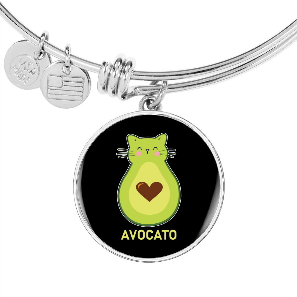 Cute Avocado Cat Bracelet Stainless Steel or 18k Gold Circle Bangle-Express Your Love Gifts