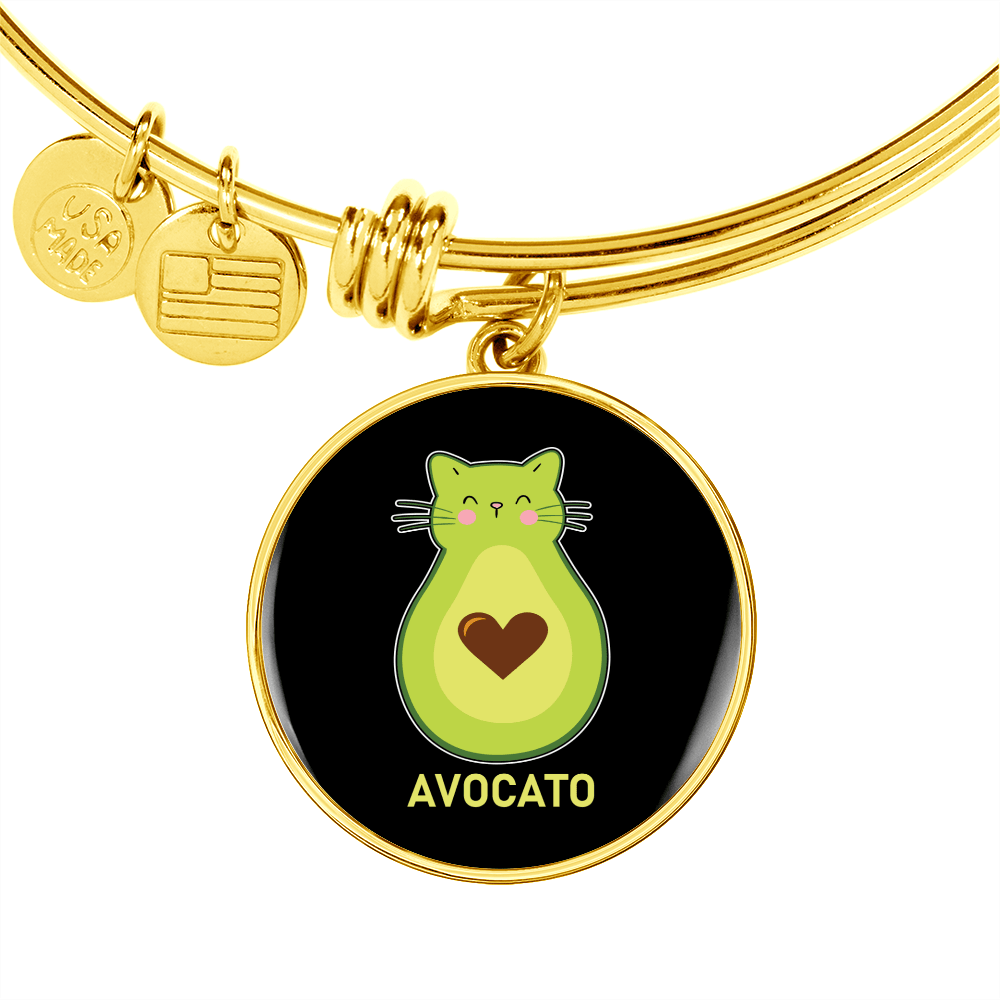 Cute Avocado Cat Bracelet Stainless Steel or 18k Gold Circle Bangle-Express Your Love Gifts