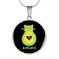 Cute Avocado Cat Circle Necklace Stainless Steel or 18k Gold 18-22"-Express Your Love Gifts