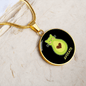 Cute Avocado Cat Circle Necklace Stainless Steel or 18k Gold 18-22"-Express Your Love Gifts