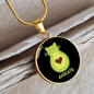 Cute Avocado Cat Circle Necklace Stainless Steel or 18k Gold 18-22"-Express Your Love Gifts