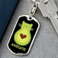 Cute Avocado Cat Keychain Stainless Steel or 18k Gold Dog Tag Keyring-Express Your Love Gifts