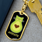Cute Avocado Cat Keychain Stainless Steel or 18k Gold Dog Tag Keyring-Express Your Love Gifts