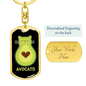 Cute Avocado Cat Keychain Stainless Steel or 18k Gold Dog Tag Keyring-Express Your Love Gifts