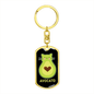 Cute Avocado Cat Keychain Stainless Steel or 18k Gold Dog Tag Keyring-Express Your Love Gifts