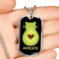 Cute Avocado Cat Necklace Stainless Steel or 18k Gold Dog Tag 24" Chain-Express Your Love Gifts