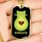 Cute Avocado Cat Necklace Stainless Steel or 18k Gold Dog Tag 24" Chain-Express Your Love Gifts