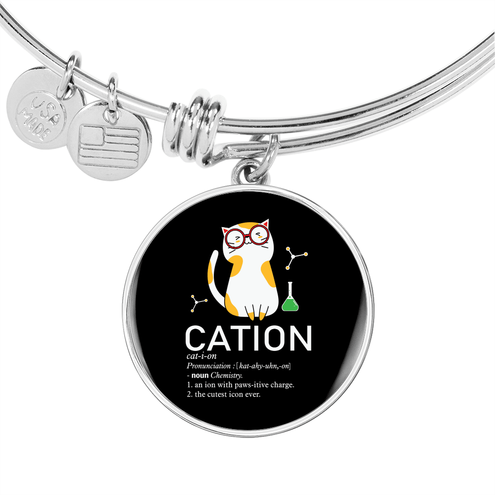 Cute Cat Caption Bracelet Stainless Steel or 18k Gold Circle Bangle-Express Your Love Gifts