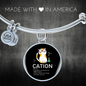 Cute Cat Caption Bracelet Stainless Steel or 18k Gold Circle Bangle-Express Your Love Gifts