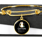 Cute Cat Caption Bracelet Stainless Steel or 18k Gold Circle Bangle-Express Your Love Gifts