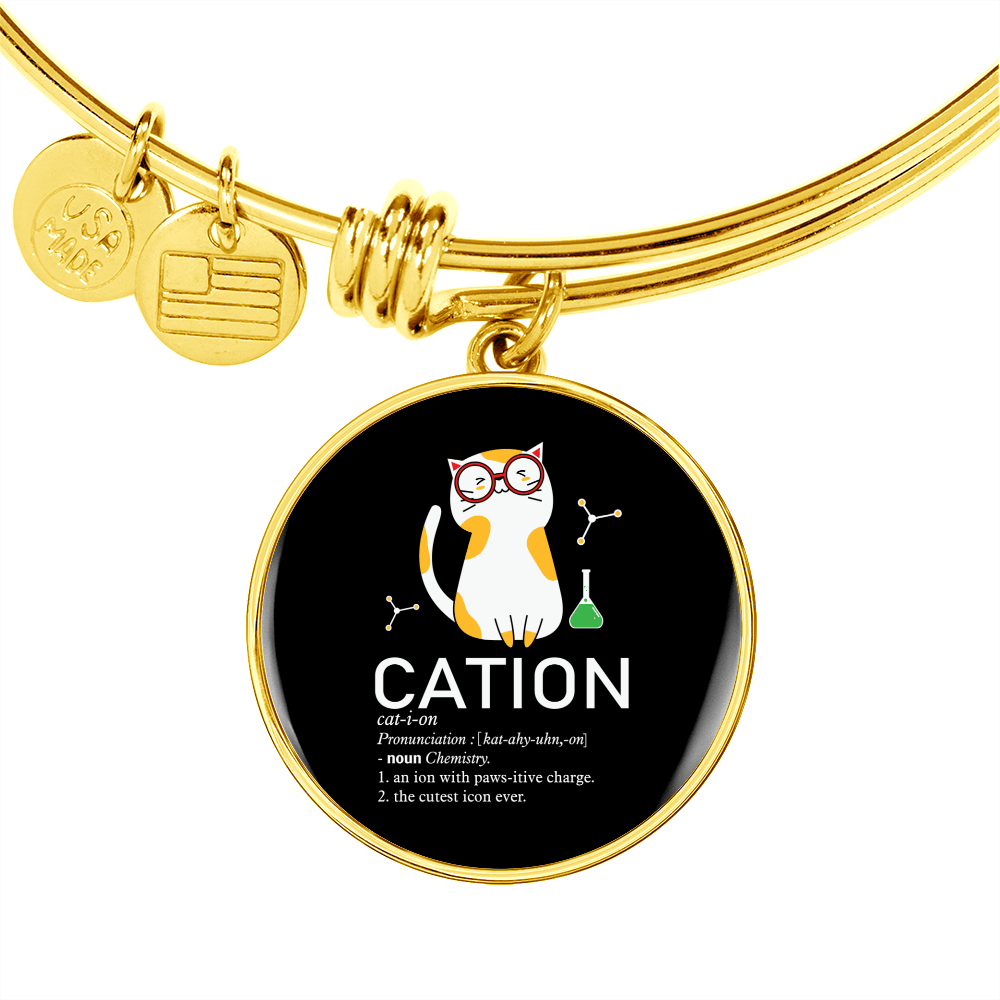 Cute Cat Caption Bracelet Stainless Steel or 18k Gold Circle Bangle-Express Your Love Gifts